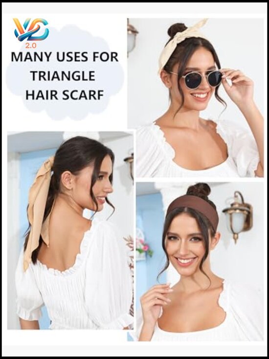 3-Pack Tie-Back Boho Bandanas Triangle Head Scarf Hair Scarf Headband Elastic main image 7
